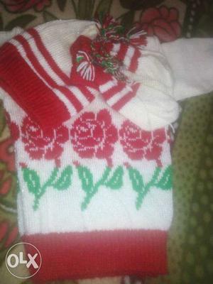 White Red n green colour babies sweater