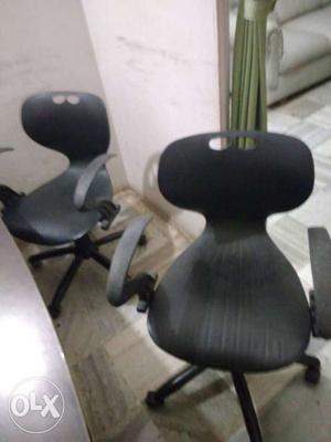 2 Black Rolling Armchairs