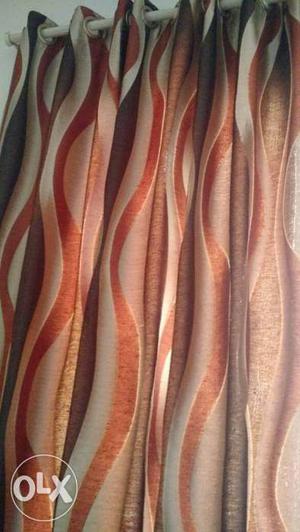4 piece Raw silk curtains in rust,beige and brown