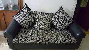Black And Gray Velvet Cushioned Sofa(3+1+1)