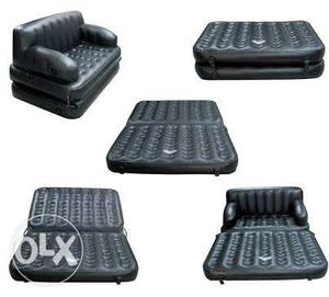Black Tufted Futon And Air Bed