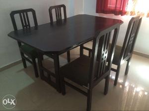 Black Wooden Rectangular Dining Table Set