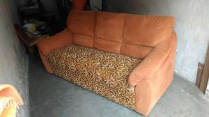 Brown And Gray Fabric 3 Seat Sofa