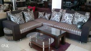 Brown Fabric Sectional Sofa