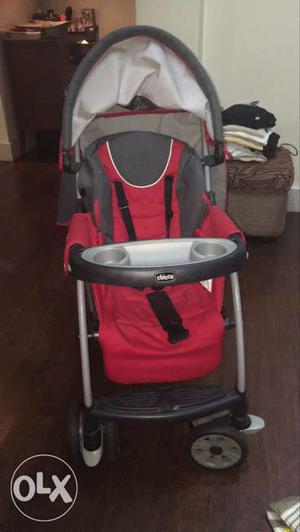 Chicco Red And Brown Umbrella Stroller
