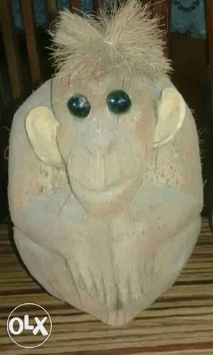 Monkey showpiece carved out of real coconut