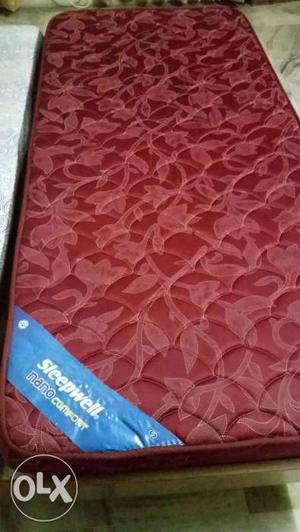 Pair of 78 inches red Sleepwell Nano Comfort Mattress