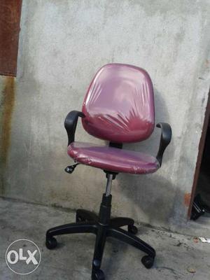 Pink Leather Rolling Chair
