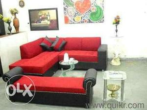 Red And Black Tufted Sectional Sofa
