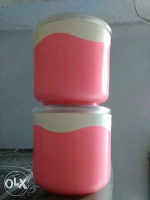Red And White Plastic Container