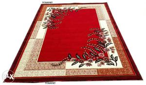 Red Beige And Green Floral Rug