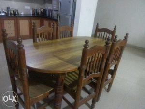 Six chairs wooden dining table