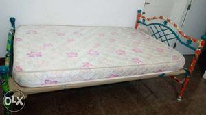Steel cott with mattress.. bargainable price