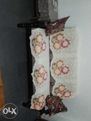 White Orange Pink And Brown Floral Couch