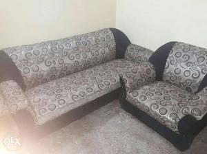 Black And Grey Fabric Sofa And Sofa Chair