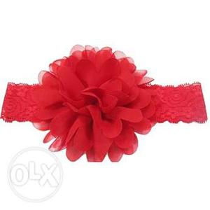 Attractive Red Net Floral Hair Band for Toddler Girls