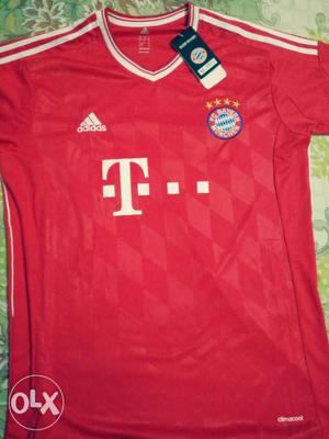 Bayern Munchen Red White Adidas V Neck Jersey Shirt