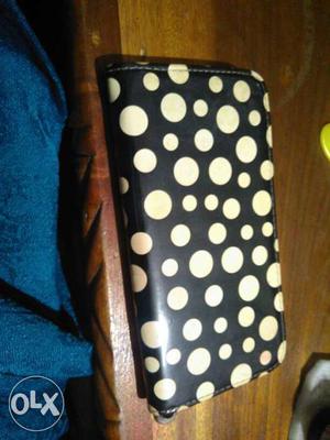 Black And White Polka Dot Leather Long Wallet