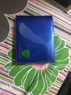 Blue Leather Bi Fold Wallet