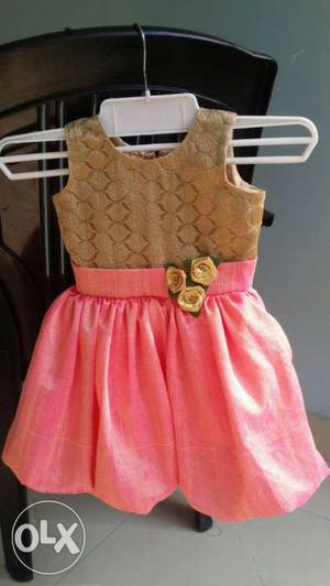 Brown And Pink Sleeveless Dress