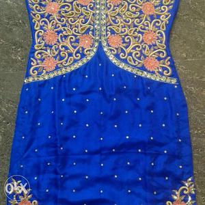 Brown Gold And Blue Floral Dress