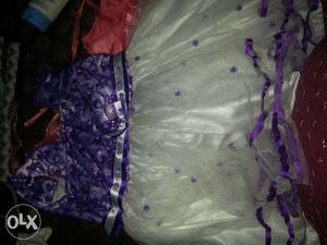 Girl's Purple And White Dress