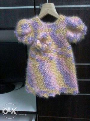 Girl's Yellow And Purple Knitted Blows