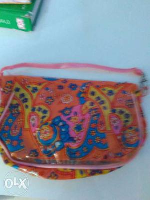 Orange Blue And Yellow Floral Hobo Bag