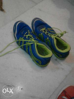 Pair Of Blue And Green Running Shoes