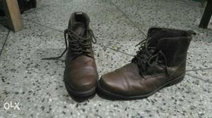 Pair Of Brown Leather Work Boots