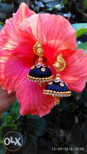 Pair Of Gold And Blue Jhumka