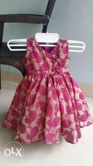 Pink And Beige Sleeveless Dress