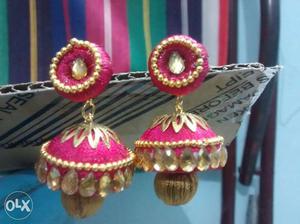 Pink And Gold Chandelier Earrings
