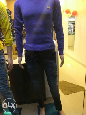 Purple Long Sleeve Shirt And Black Pants