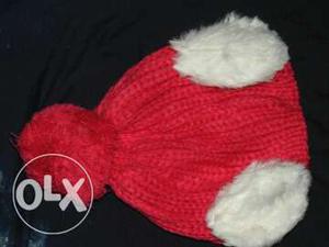 Red And White Knit Cap