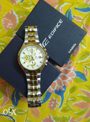 Silver And Gold Two Tone Casio Edifice Chronograph Watch