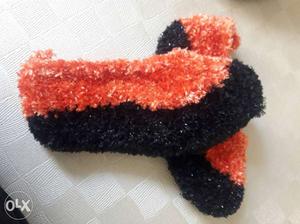 Toddler's Black And Orange Socks
