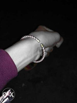 White And Gray Silk Bangle Bracelet