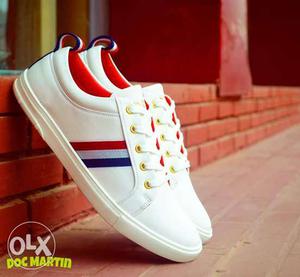 White Red And Blue Low Top Sneakers