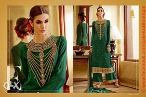 Women's Green And Brown Sari