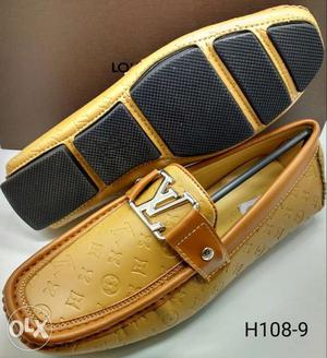 Yellow Leather Louis Vuitton Slip Ons