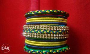 Yellow and blue combination bangles very