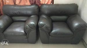 2 Black Leather Sofa Chairs