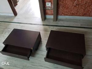 2 side tables black wood finish spacious sliding