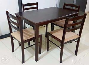 9 months old- 4 seater dining table chairs set-dark Tan-