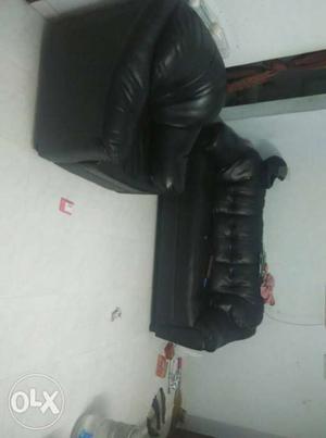 Beautiful Black Recron Sofa set in mint condition