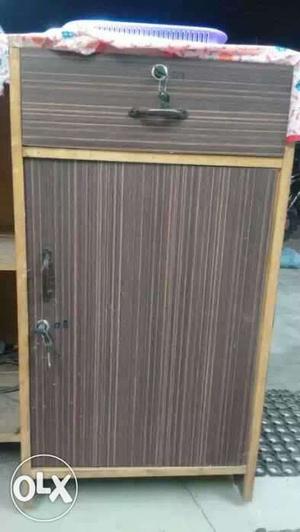 Big wooden cash table with two locker drawers and