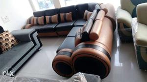 Black And Brown Leather Sectional Sofa