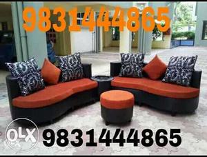 Black And Orange Sofa Set