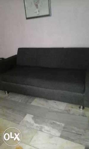 Black Fabric 3 Seat Sofa